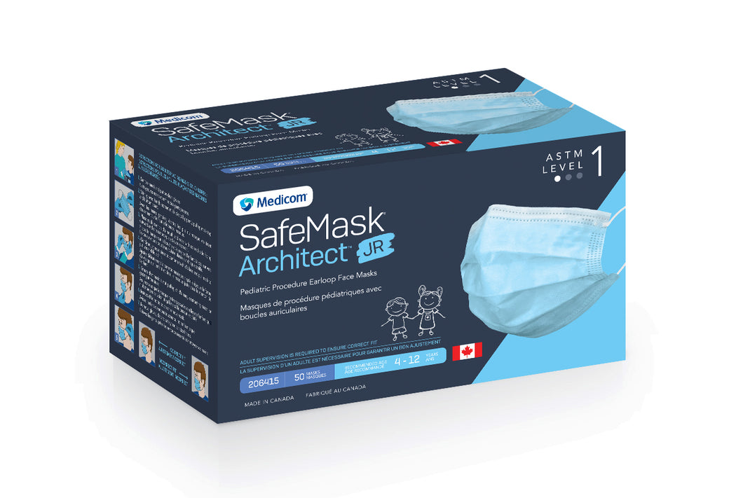 SafeMask® Architect™ JR Pediatric Earloop Face Masks - 50/box